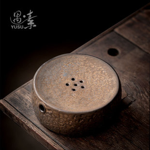 鎏金复古陶瓷茶盘干泡盘中式 小茶台 茶壶底座壶承壶托养壶垫储水式