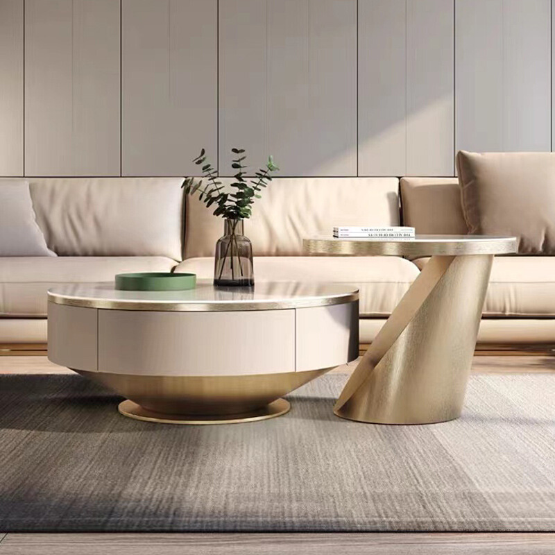 简约新款茶几电视柜意式轻奢岩板电视柜茶几组合小户型现代茶几