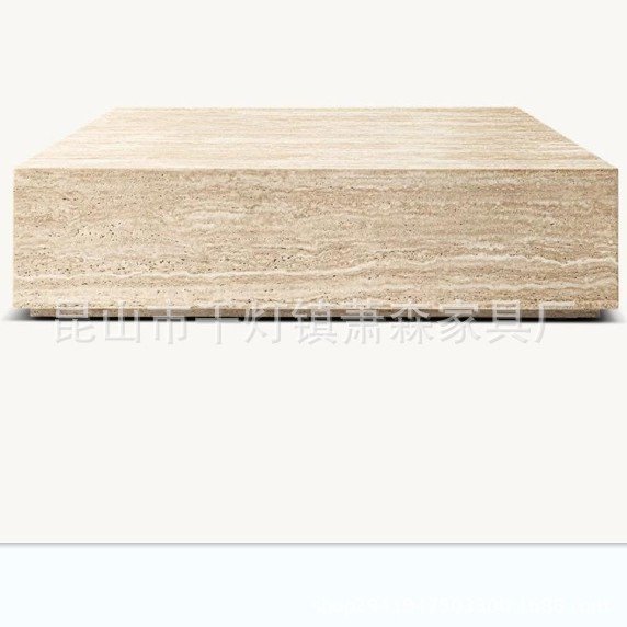 RH美式乡村别墅房实木高端豪华大理石茶几咖啡桌