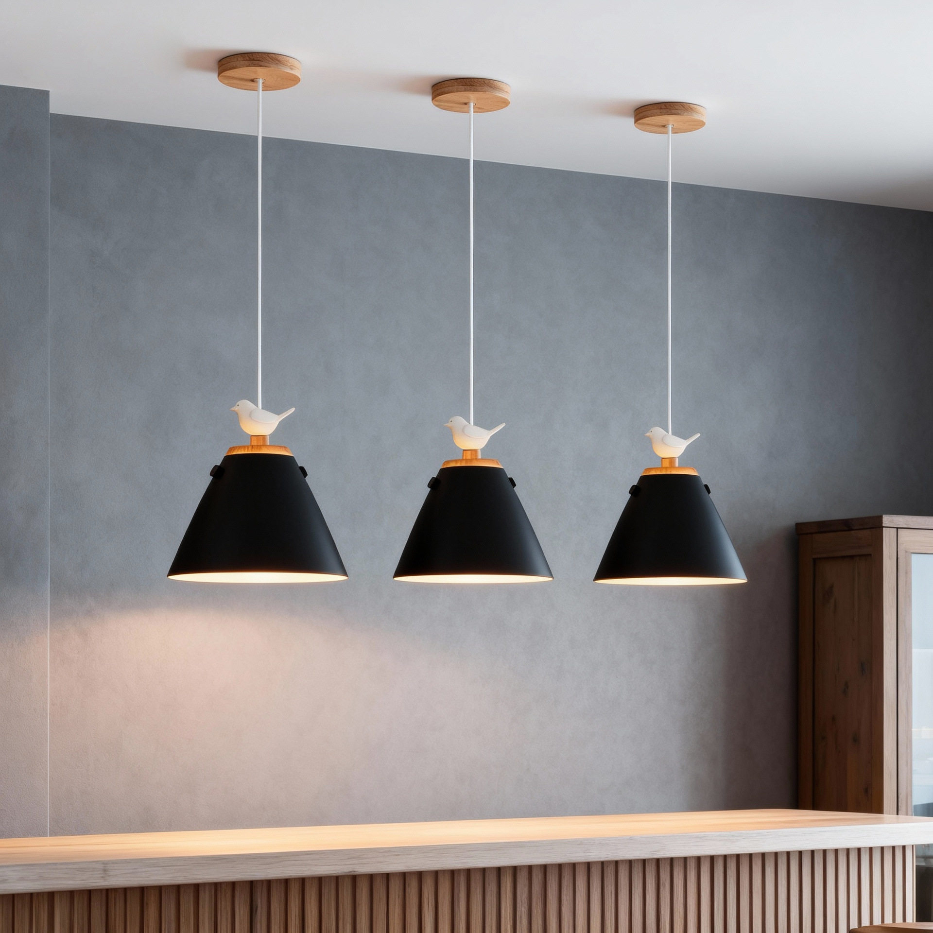 北欧餐厅吊灯餐桌灯客厅饭厅卧室床头环形单头小鸟楼梯吊灯灯具