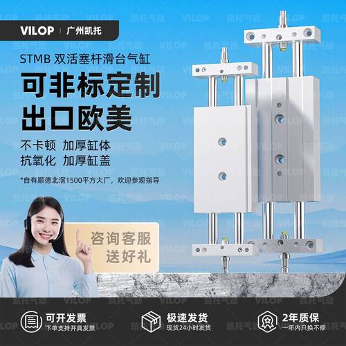 STMB小型气动大推力双轴双杆带导杆滑台气缸STMS10/16/20/25