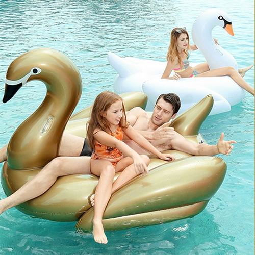 现货pvc充气金天鹅浮排白天鹅浮排水上充气浮床躺椅可充气