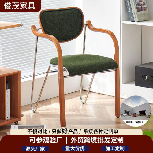 实木中古轻奢餐椅家用靠背法式网红凳子设计师复古简约椅子靠背椅
