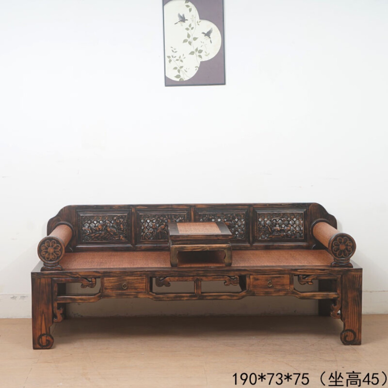 #新中式复古实木罗汉床客厅睡榻床沙发榻美人卧榻明清仿古简约床