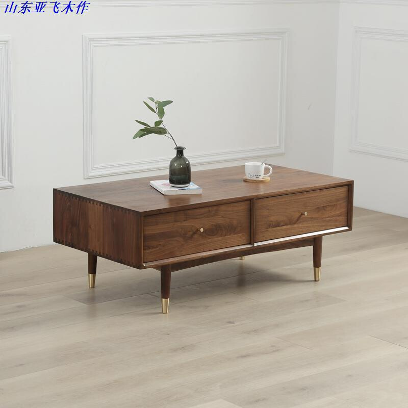 北欧实木茶几 进口黑胡桃木日式边柜 现代简约橡木电视柜组合