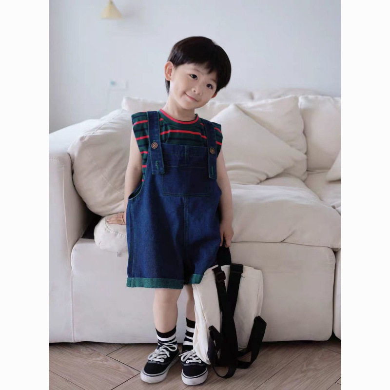 夏季韩版童装宽松五分裤男童牛仔儿童运动套装