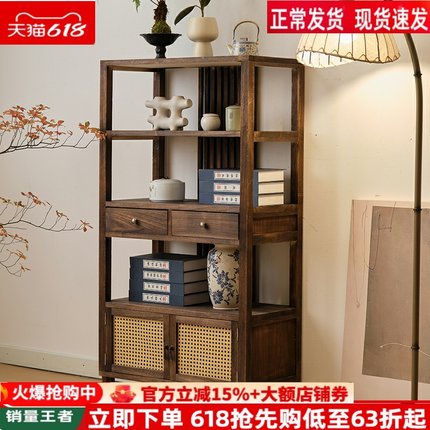 新中式斗柜多宝阁实木储物茶室茶叶柜客厅餐边柜边柜立柜收纳柜子