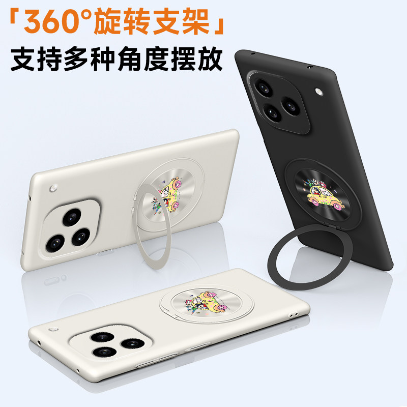 适用于iQOO16手机壳iqoo16硬壳全包保护套微磨砂小新汽车圆形支架时尚外壳网红不顶膜保护壳个性裸机感高级感
