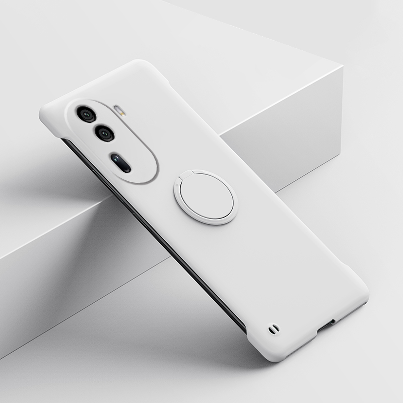适用于OPPOReno11手机壳Reno11Pro无边框硬壳reno11pro+支架款不顶膜裸机感外壳新款个性超薄轻薄简约微磨砂