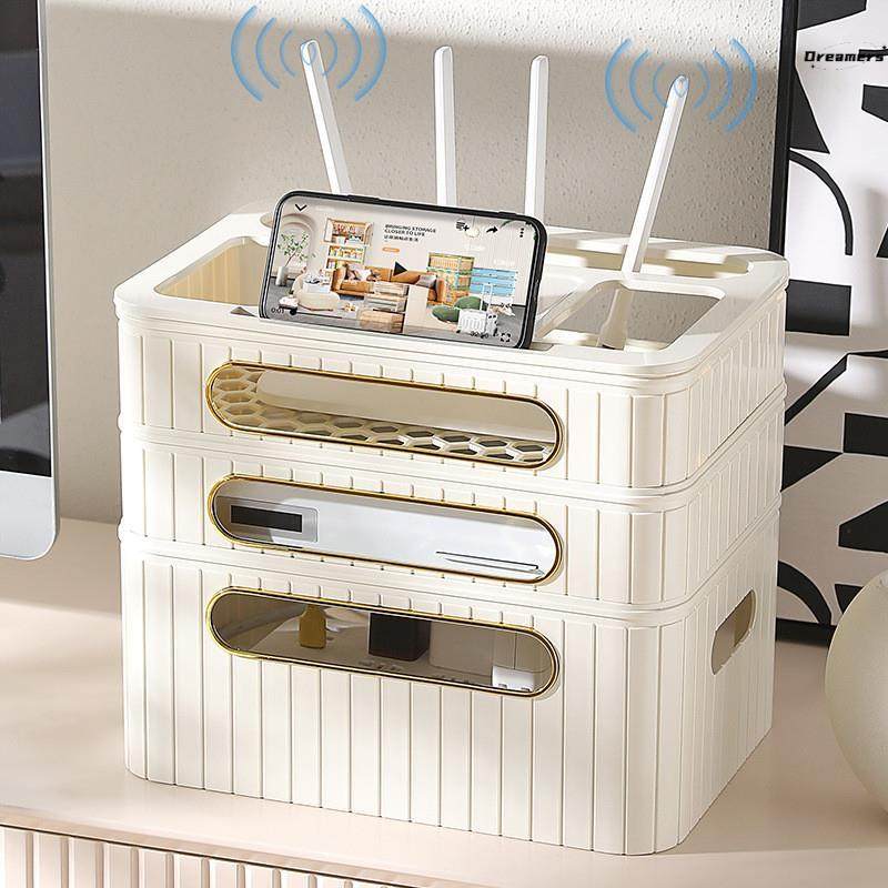 路由器光猫神器插座电视机顶盒收纳置物架wifi无线收纳盒桌面厂家