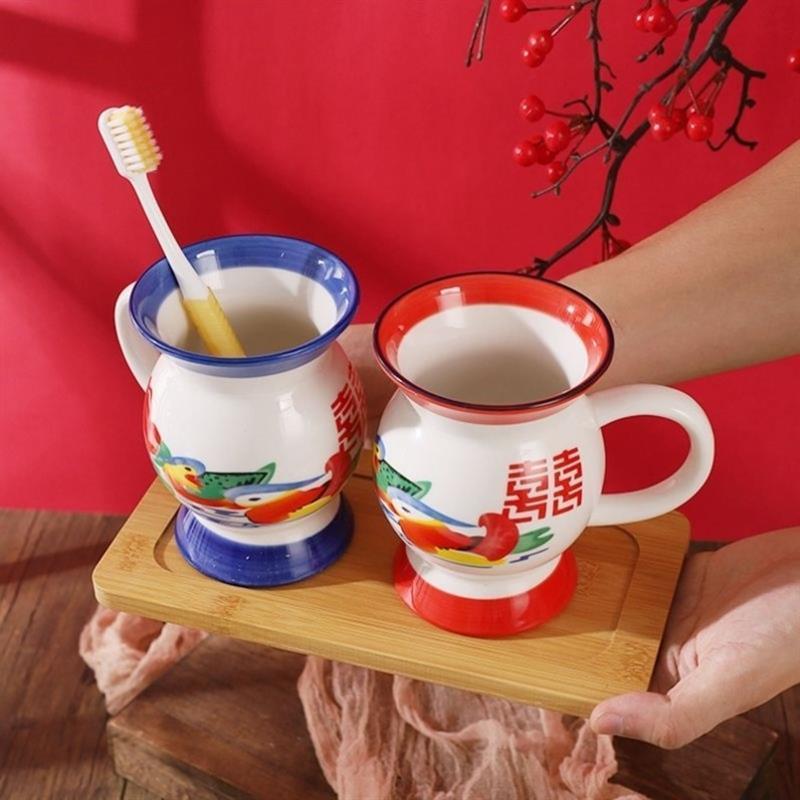 痰盂洗漱口杯子老式陶瓷创意搞怪水杯牙刷牙杯情侣一对杯结婚厂家