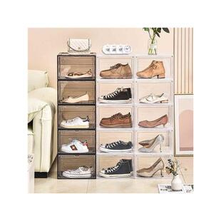 硬盒磁吸正侧开收纳鞋盒透明亚克力包包盒加厚鞋柜手办多层收納盒