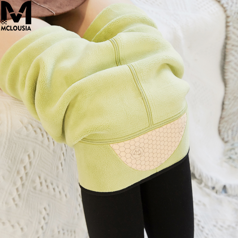 加绒加厚蚕丝打底裤冬季外穿高腰一体保暖裤黑色超厚羊毛绒棉裤女