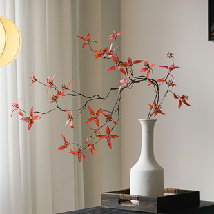 仿生绿植石榴枝仿真高档花假花摆设轻奢高端餐桌装饰品插花摆件