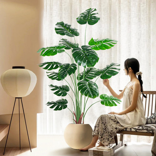 仿真绿植龟背竹树仿生盆景高端轻奢室内假植物落地摆件盆栽造景