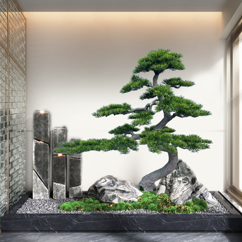 大型仿真绿植植物室内装饰松树高端造景摆件迎客松盆景酒店景观