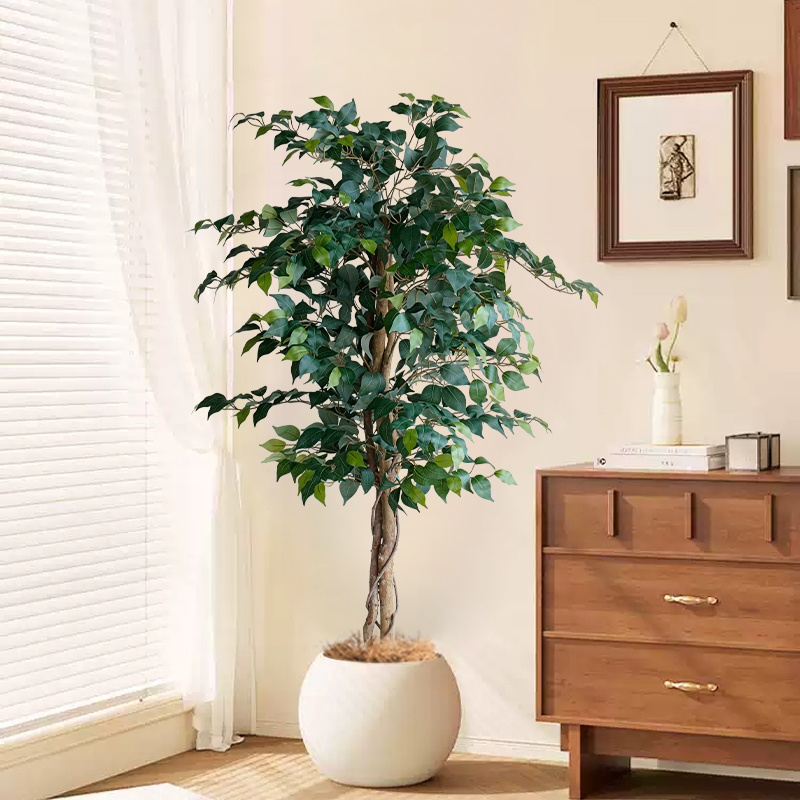 仿真榕树高端轻奢风假花树室内客厅装饰摆件落地造景仿生绿植盆栽