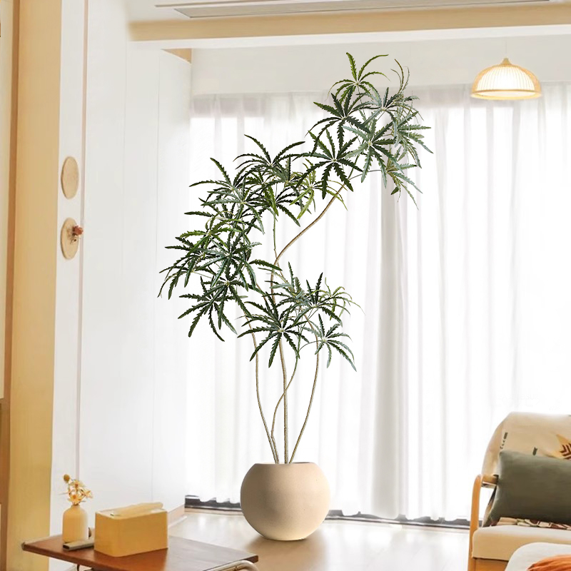 客厅仿真绿植盆栽孔雀木室内落地装饰花高级大型仿生植物盆景摆件