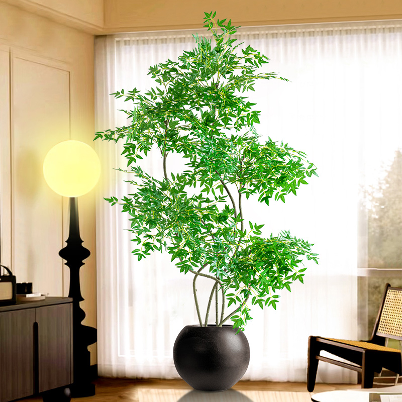 仿真假绿植装饰南天竹室内盆栽大型落地高端轻奢客厅轻奢仿生植物