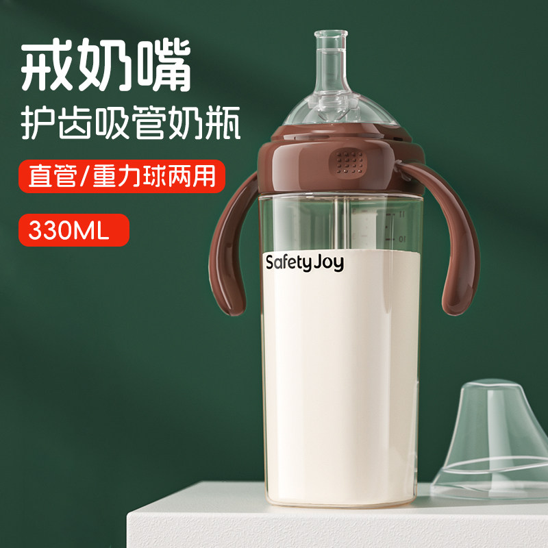 吸管奶瓶1岁以上防喷2-3喝奶专用图片