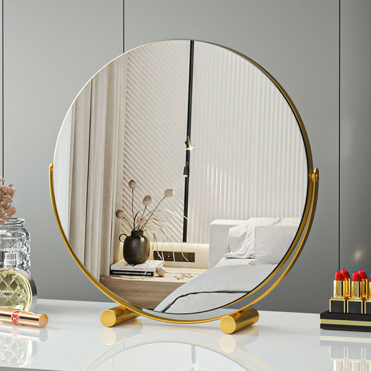 化妆镜桌面镜子台式梳妆卧室美妆镜网红镜折叠宿舍学生可翻化妝鏡