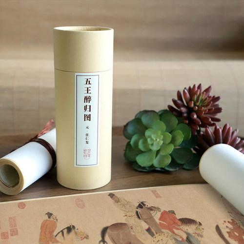 元·任仁发五王醉归图手卷国画
