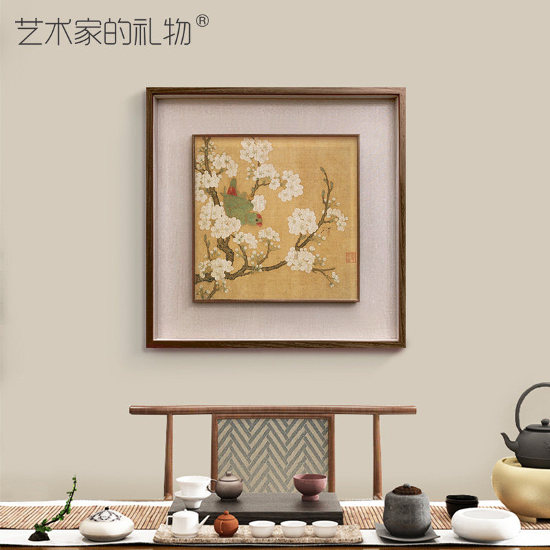 黄居寀-梨花鹦鹉图版画客厅装饰画玄关挂画新中式宋韵国风挂画