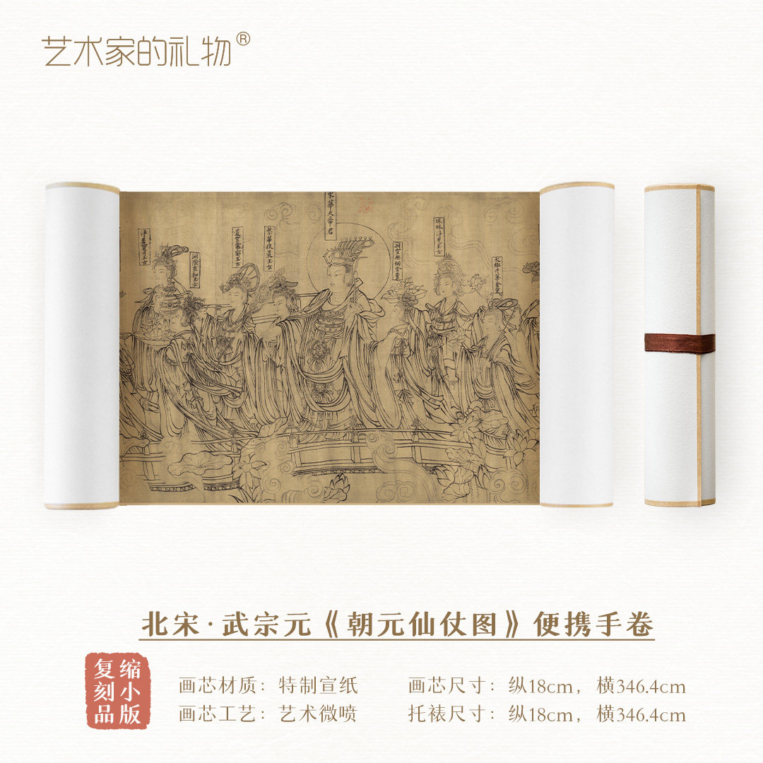 武宗元《朝元仙仗图》仿古绢手卷图片