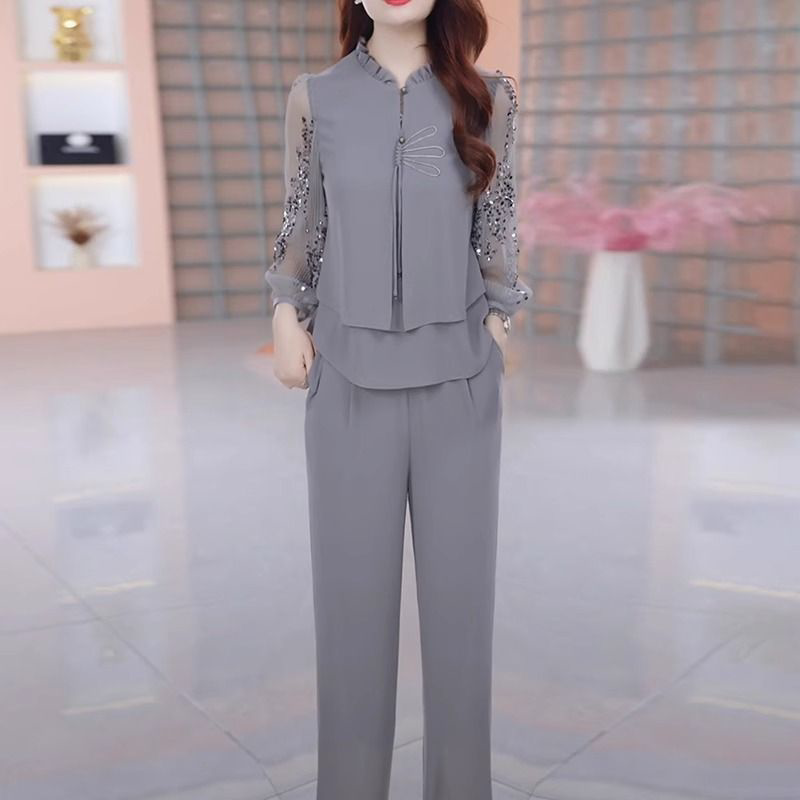 【两件套】秋季时尚修身气质洋气休闲收腰显瘦减龄小香风女装套裤