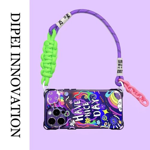 ins涂鸦画带挂绳手机壳15promax