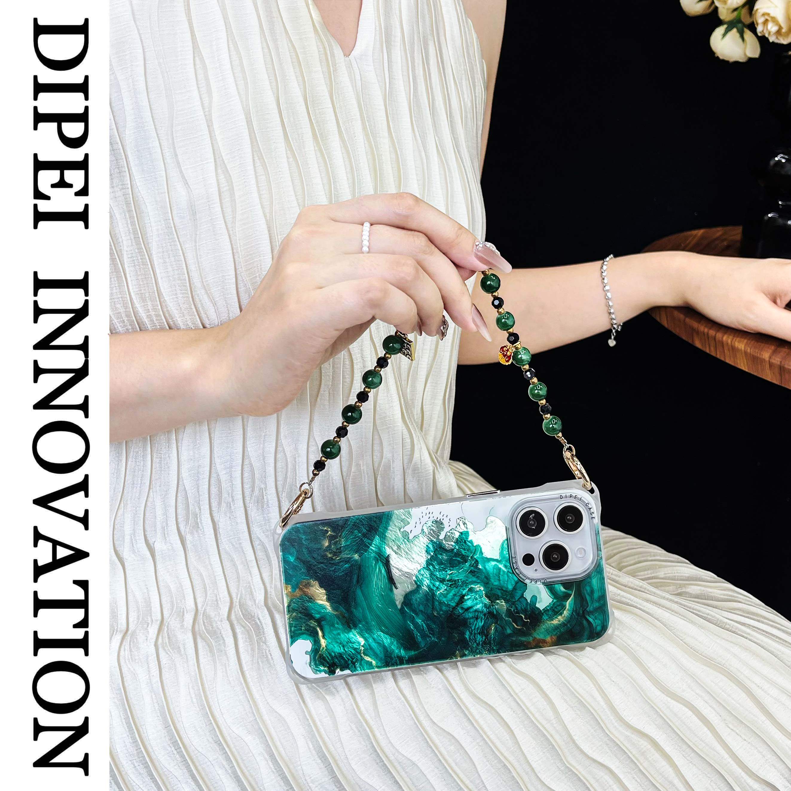 新中式挂绳手机壳适用于苹果16promax华为pura80小米oppo荣耀vivo斜挎侧背式挂脖带手提链条复古国风四角开孔