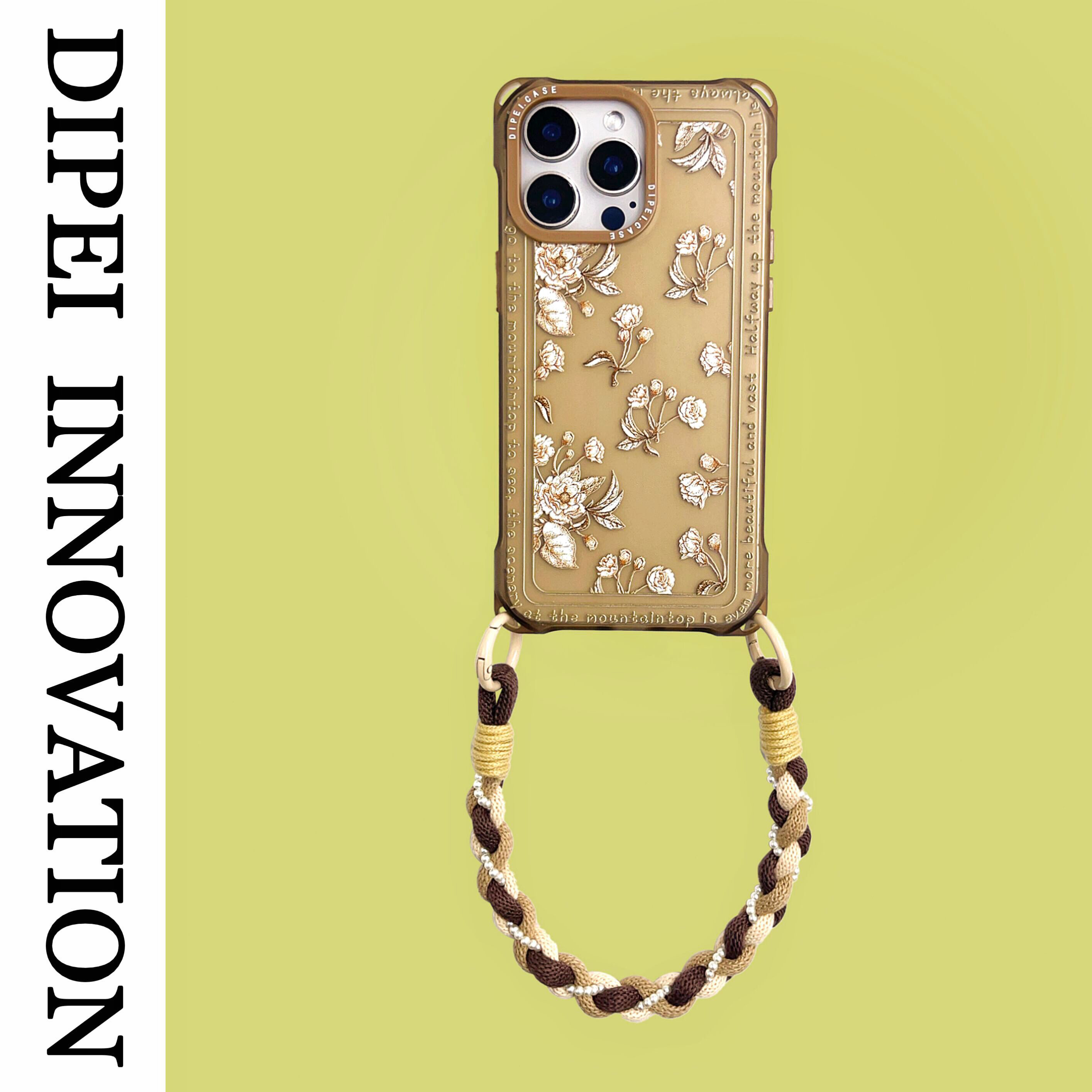 复古边框花16promax挂绳手机壳