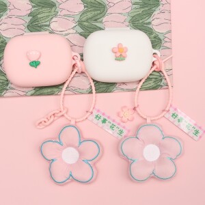 适用于HONOR荣耀Earbuds开放式蓝牙耳机保护套粉色郁金香花朵earbuds open LOK-B10/LOK-T10一体式硅胶软壳