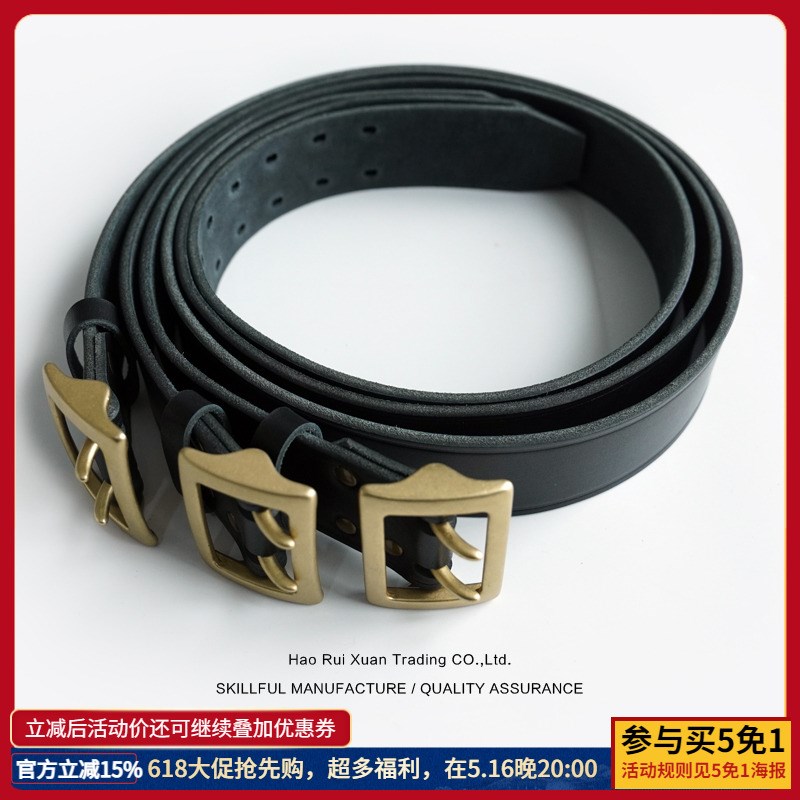 【沾酱】头层牛皮 意大利透染黑色牛皮 双针复古咔叽皮带4Zmm 黄