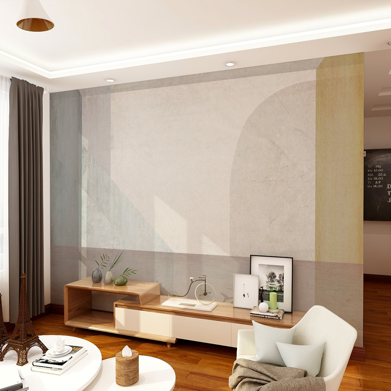 北欧几何墙纸素色电视背景墙壁纸客厅现代简N约壁布卧室莫兰迪墙