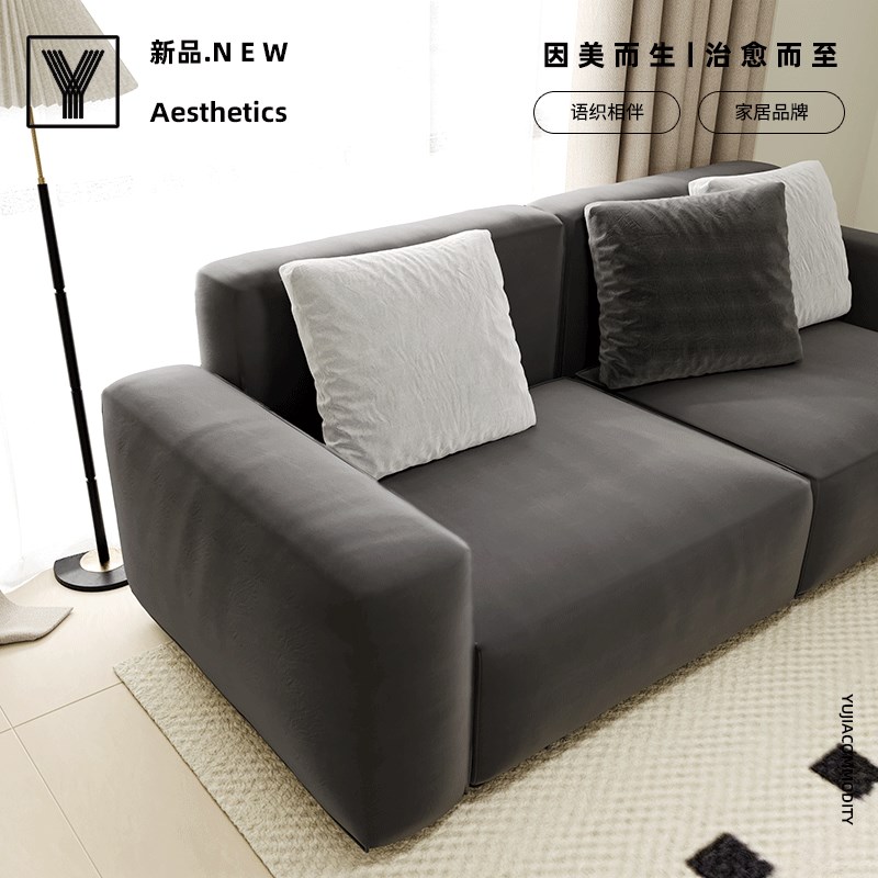 【语织相伴c】波塞绒复古烟灰色双人位轻奢高级感四季通用沙发套