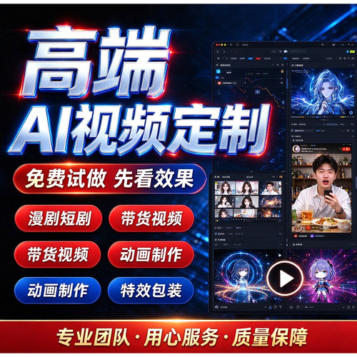 AI短剧漫剧视频制作接单小说生成动画制作影视动漫宣传片创意定制