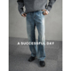重工水洗做旧磨白牛仔裤 男2025冬季 新款 ASSDY 宽松百搭直筒长裤 子