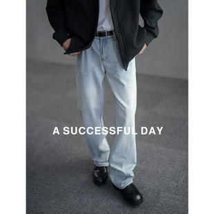 ASSDY|水洗直筒休闲微喇牛仔裤男士2025春秋季新款拖地垂感长裤潮