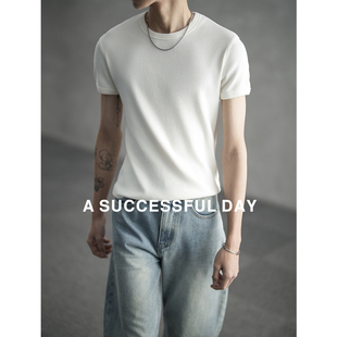 ASSDY| 韩系罗意纹/无缝锁边/夏季合身短款短袖T恤男女同款打底衫