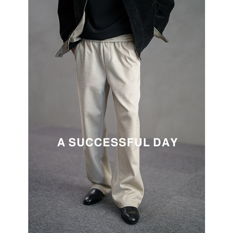 A SUCCESSFUL DAY|重磅420g毛呢休闲裤男女高级感直筒垂感长裤子