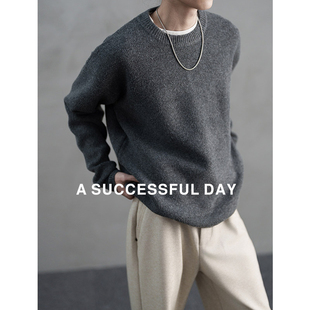 呼呼严选专享 冬季 ASSDY 圆领套头毛衣男士 针织衫 纯色基础款