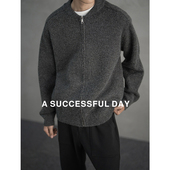 ASSDY 外套 针织开衫 700G重磅毛绒混纺老钱风圆领毛衣男士 2025冬季