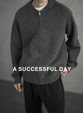 ASSDY|700G重磅毛绒混纺老钱风圆领毛衣男士2025冬季针织开衫外套