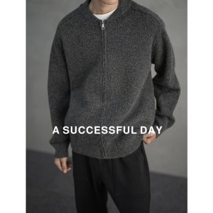 针织开衫 2025冬季 外套 700G重磅毛绒混纺老钱风圆领毛衣男士 ASSDY