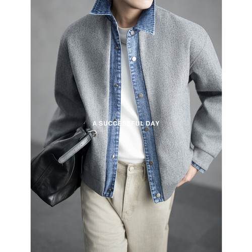 ASSDY|再生植物纤维素/假两件拼接夹克男2026秋季休闲翻领外套潮