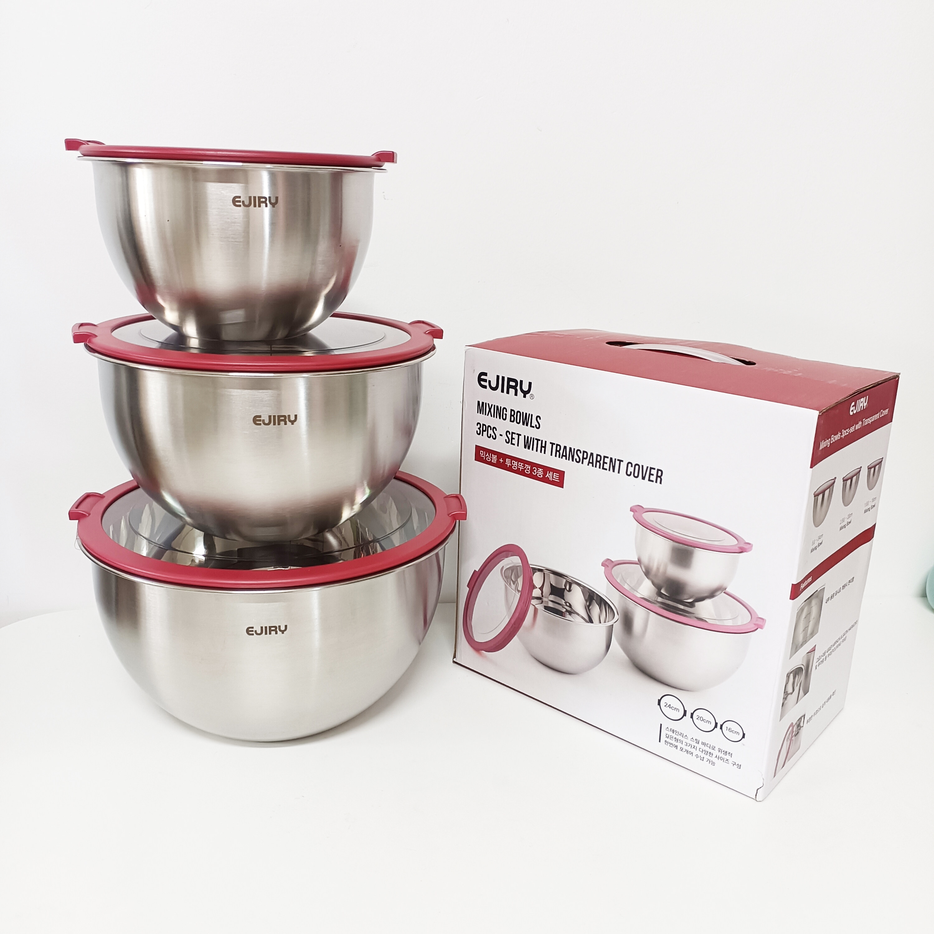韩国进口EJIRY恩吉利不锈钢料理盆加厚烘焙三件套盆洗菜搅拌盆