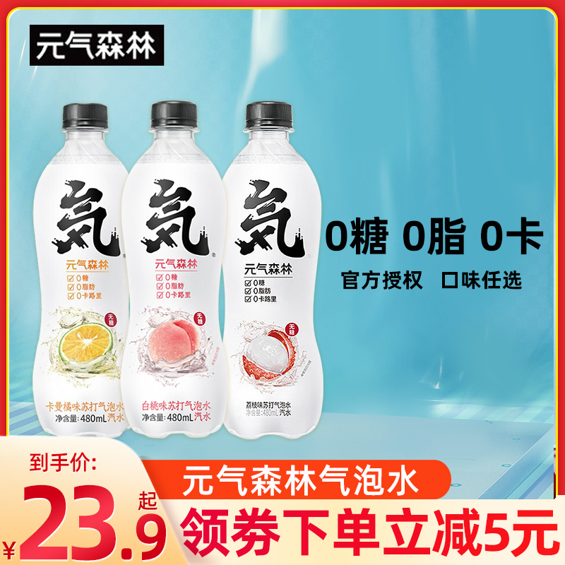 元气森林气泡水480ml*15瓶整箱0糖0脂0卡荔枝海盐汽水休闲饮料