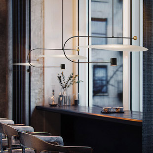 简约艺术北欧现代餐厅吊灯办公室创意时尚 线条灯卧室书房客厅灯具