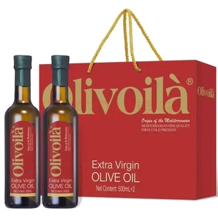 欧丽薇兰橄榄油特级初榨橄榄油热炒凉拌食用油 红标500ML*2瓶/盒